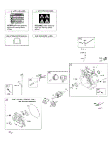 Camshaft, Crankcase Cover, Crankshaft, Cylinder, Lubrication, Operator's Manual, Piston / Rings / Connecting Rod, Warning Label parts for Briggs & Stratton Engine 25M137-0003-H1 from AppliancePartsPros.com