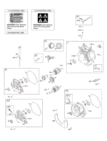 Camshaft, Crankcase Cover, Crankshaft, Cylinder, Piston / Rings / Connecting Rod, Warning Label parts for Briggs & Stratton Engine 25N137-0011-F1 from AppliancePartsPros.com