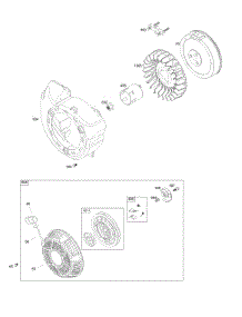 Blower Housing, Flywheel, Rewind Starter parts for Briggs & Stratton Engine 25P132-0002-G1 from AppliancePartsPros.com