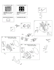 Camshaft, Crankcase Cover, Crankshaft, Cylinder, Exhaust Bracket, Operator's Manual, Piston / Rings / Connecting Rod, Warning Label parts for Briggs & Stratton Engine 25T237-0143-H1 from AppliancePartsPros.com