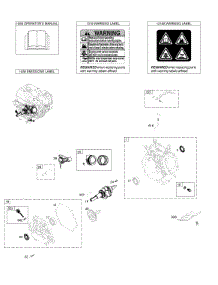 Camshaft, Crankcase Cover, Crankshaft, Cylinder, Operator's Manual, Piston / Rings / Connecting Rod, Warning Label parts for Briggs & Stratton Engine 25U237-0001-01 from AppliancePartsPros.com