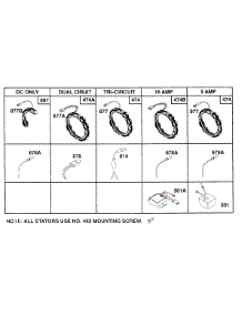 Alternator Chart parts for Briggs & Stratton Engine 261777-0164-01 from AppliancePartsPros.com