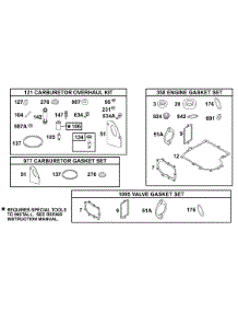 Kits / Gasket Sets parts for Briggs & Stratton Engine 288707-1170-E1 from AppliancePartsPros.com
