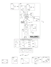 Carburetor, Fuel Supply, Kit - Carburetor Overhaul parts for Briggs & Stratton Engine 28AH77-0112-E1 from AppliancePartsPros.com