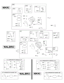 Walbro, Nikki Carburetors, Carburetor Gasket Sets parts for Briggs & Stratton Engine 28D707-0140-01 from AppliancePartsPros.com