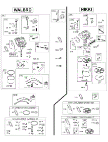 Walbro And Nikki Carburetors parts for Briggs & Stratton Engine 28Q777-0623-A1 from AppliancePartsPros.com