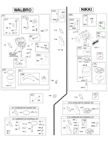 Walbro / Nikki Carburetors parts for Briggs & Stratton Engine 28U707-1112-E1 from AppliancePartsPros.com