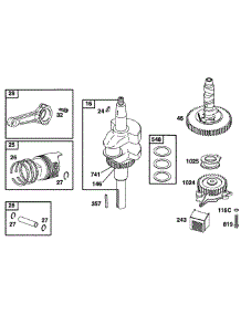 Piston Grp, Cam, Crank parts for Briggs & Stratton Engine 290777-0031-99 from AppliancePartsPros.com