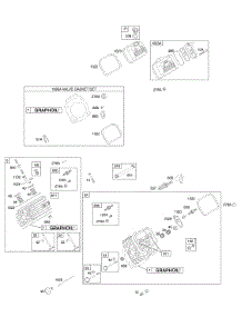 Cylinder Head, Valve Gasket Set parts for Briggs & Stratton Engine 304447-0300-E1 from AppliancePartsPros.com