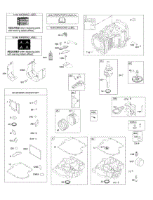 Camshaft, Crankshaft, Cylinder, Engine Sump, Gasket Set - Engine, Operator's Manual, Piston, Rings, Connecting Rod, Warning Label parts for Briggs & Stratton Engine 31C707-0571-B1 from AppliancePartsPros.com