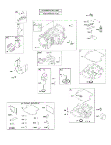 Camshaft, Crankshaft, Cylinder, Engine Sump, Gasket Set-Engine, Operator's Manual, Piston, Rings, Connecting Rod, Warning Label parts for Briggs & Stratton Engine 31E677-0110-B1 from AppliancePartsPros.com