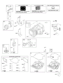 Camshaft, Crankshaft, Cylinder, Engine Sump, Gasket Set-Engine, Operator's Manual, Piston, Rings, And Connecting Rod, Warning Label parts for Briggs & Stratton Engine 31N607-3403-G5 from AppliancePartsPros.com