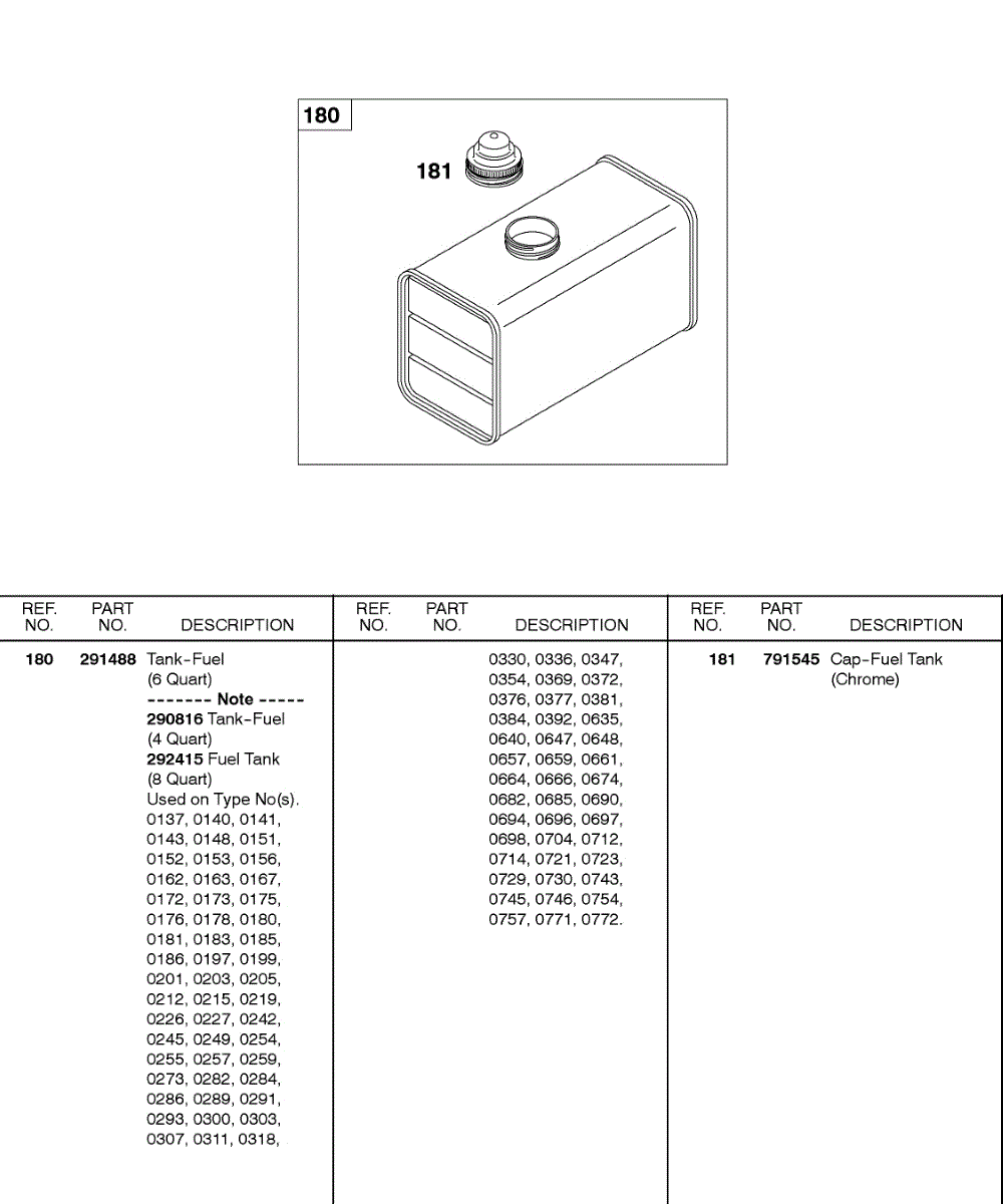 Parts for Briggs & Stratton 326435-0733-01: Fuel Tank Parts ...
