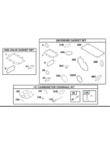 Engine, Carburetor, Valve Gasket Sets parts for Briggs & Stratton Engine 32K437-0112-01 from AppliancePartsPros.com