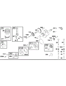 Piston, Rings, Crankshaft, Camshaft, Bearing Supports parts for Briggs & Stratton Engine 32K437-0112-01 from AppliancePartsPros.com