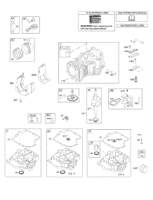 Camshaft, Crankshaft, Cylinder, Engine Sump, Lubrication, Operator's Manual, Piston, Rings, Connecting Rod, Warning Label parts for Briggs & Stratton Engine 331877-0141-G1 from AppliancePartsPros.com