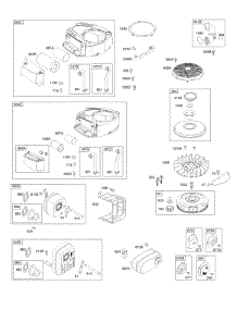 Blower Housing, Exhaust System, Flywheel parts for Briggs & Stratton Engine 331877-1371-B1 from AppliancePartsPros.com