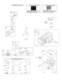 Camshaft, Crankshaft, Cylinder, Engine Sump, Gasket Set-Engine, Operator's Manual, Piston, Rings, And Connecting Rod, Warning Label parts for Briggs & Stratton Engine 331977-0001-G1 from AppliancePartsPros.com