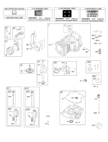 Camshaft, Crankshaft, Cylinder, Engine Sump, Lubrication, Operator's Manual, Piston, Rings, And Connecting Rod, Warning Label parts for Briggs & Stratton Engine 33R777-0004-G1 from AppliancePartsPros.com