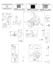 Camshaft, Crankshaft, Cylinder, Engine Sump, Lubrication, Operator's Manual, Piston, Rings, And Connecting Rod, Warning Label parts for Briggs & Stratton Engine 33S777-0001-G1 from AppliancePartsPros.com