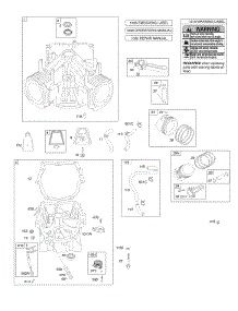 Crankcase Cover / Sump, Engine Gasket Set, Cylinder, Piston / Rings / Connecting Rod parts for Briggs & Stratton Engine 356777-0121-G1 from AppliancePartsPros.com