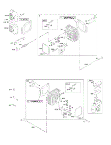 Cylinder Head, Valves parts for Briggs & Stratton Engine 358777-0036-E1 from AppliancePartsPros.com
