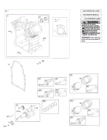 Cylinder, Piston / Rings / Rods, Crankshaft parts for Briggs & Stratton Engine 386447-0032-B1 from AppliancePartsPros.com