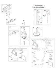 Camshaft, Crankshaft, Gasket Set - Engine, Gasket Set - Valve, Lubrication, Piston, Rings, Connecting Rod parts for Briggs & Stratton Engine 405777-0117-E1 from AppliancePartsPros.com