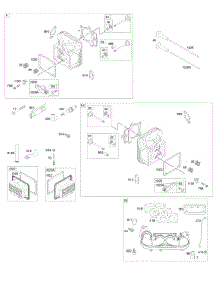 Cylinder Head, Rocker Arm Cover, Intake Manifold parts for Briggs & Stratton Engine 406777-0114-E1 from AppliancePartsPros.com
