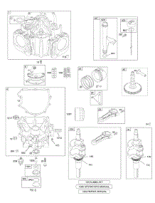 Crankcase Cover / Sump, Crankshaft, Cylinder, Oil, Pistons parts for Briggs & Stratton Engine 407677-0182-E1 from AppliancePartsPros.com