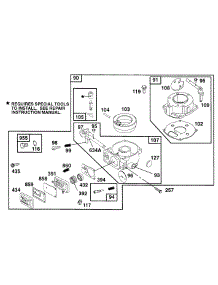 Carburetor Assembly parts for Briggs & Stratton Engine 40A777-1221-01 from AppliancePartsPros.com