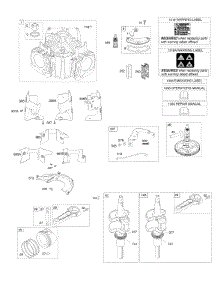 Cylinder, Crankshaft, Camshaft, Air Guides, Piston, Rings, Connecting Rod parts for Briggs & Stratton Engine 40G777-0132-B1 from AppliancePartsPros.com