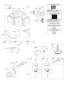 Cylinder, Crankshaft, Camshaft, Air Guides, Pistons, Rings, Connecting Rod parts for Briggs & Stratton Engine 40H777-0823-B1 from AppliancePartsPros.com