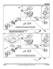 Carburetor (4-Screw Mount) parts for Briggs & Stratton Engine 422442-1110-01 from AppliancePartsPros.com