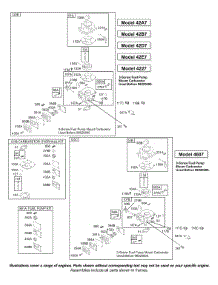 Carburetor parts for Briggs & Stratton Engine 422707-2200-E1 from AppliancePartsPros.com