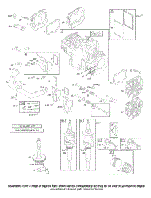 Cams, Crankcase Cover, Crankshaft, Cylinder Head, Pistons, Valves parts for Briggs & Stratton Engine 42D707-1540-01 from AppliancePartsPros.com