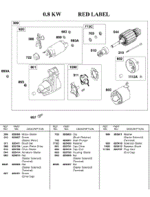 Starter Motor     0.8Kw  Red Label parts for Briggs & Stratton Engine 430447-0105-A1 from AppliancePartsPros.com