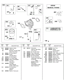 Carburetor, Aisan Manual Choke parts for Briggs & Stratton Engine 433447-0116-E2 from AppliancePartsPros.com