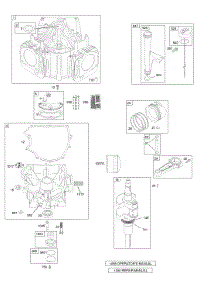 Crankcase Sump, Crankshaft, Cylinder, Lubrication, Piston, Rings, Connecting Rod parts for Briggs & Stratton Engine 442577-0121-E1 from AppliancePartsPros.com