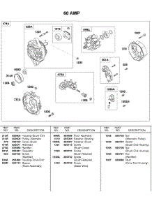 Alternator, 60 Amp parts for Briggs & Stratton Engine 580447-0225-E2 from AppliancePartsPros.com