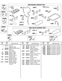 Engine Gasket Set, Valve Gasket Set, Connectors parts for Briggs & Stratton Engine 581447-0375-E2 from AppliancePartsPros.com