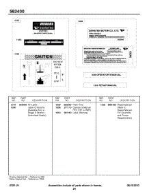 Label Kit, Emissions Labels, Repair Manual parts for Briggs & Stratton Engine 582447-0409-E2 from AppliancePartsPros.com