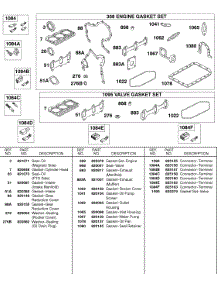 Engine Gasket Set, Valve Gasket Set parts for Briggs & Stratton Engine 587447-0205-E2 from AppliancePartsPros.com