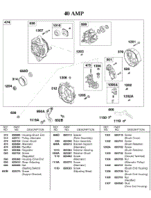 40 Amp Alternator parts for Briggs & Stratton Engine 589447-0305-E2 from AppliancePartsPros.com