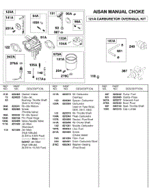 Aisan      Manual Choke Carburetor parts for Briggs & Stratton Engine 589447-0305-E2 from AppliancePartsPros.com