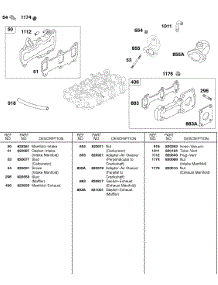Exhaust Manifold, Intake Manifold parts for Briggs & Stratton Engine 589447-0305-E2 from AppliancePartsPros.com
