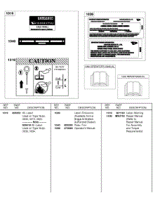 Label Kit, Emissions Label, Repair Manual parts for Briggs & Stratton Engine 589447-0310-99 from AppliancePartsPros.com