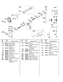 Camshaft, Rocker Arm Shaft, Valves, Springs parts for Briggs & Stratton Engine 58E447-0411-E2 from AppliancePartsPros.com