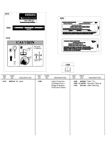 Labels parts for Briggs & Stratton Engine 58E447-0411-E2 from AppliancePartsPros.com