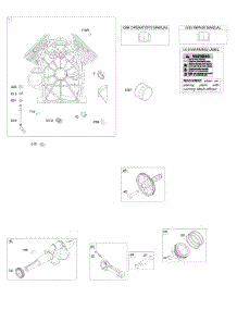 Cylinder, Camshaft, Crankshaft, Pistons / Rings / Connecting Rods parts for Briggs & Stratton Engine 610177-0100-E1 from AppliancePartsPros.com